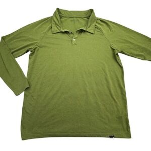 Barbell Polo Shirt Men Large Olive Performance Athletic Stretch Raglan Soft Golf